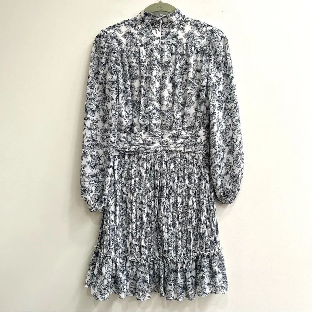 Ivy City Co Mini Brynley Floral Long Puff Sleeve Dress Blue White Girls 11/12